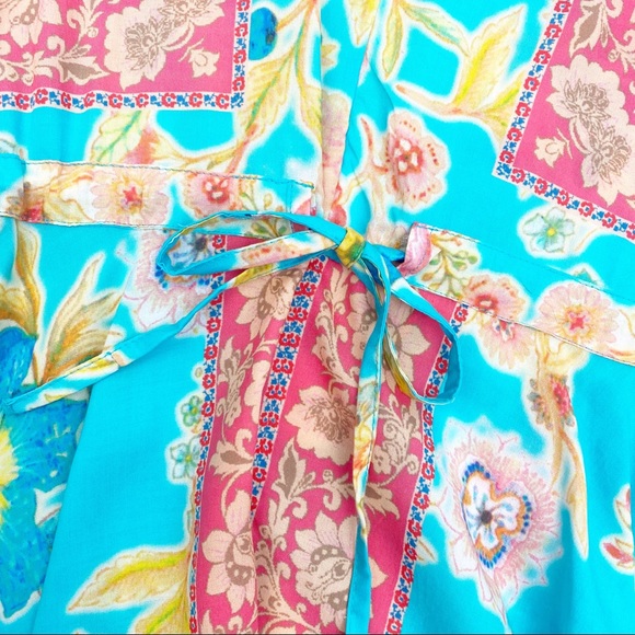 Anthropologie X Tolani Collection Patchwork Floral Boho Top Handkerchief Hem - Picture 8 of 12